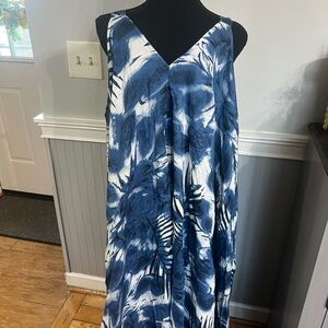 Blue and White Sleeveless Dress